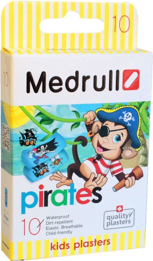 Лейкопластырь MEDICAL SUPPLIES Bactericidal adhesive plaster for children ` Pirates` x 10 Medrull